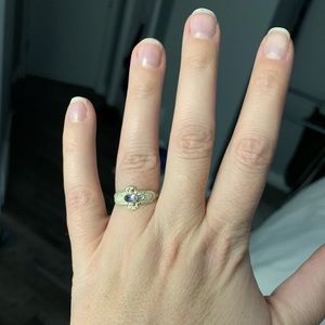 Antique style silver ring (stamped) with purple stone